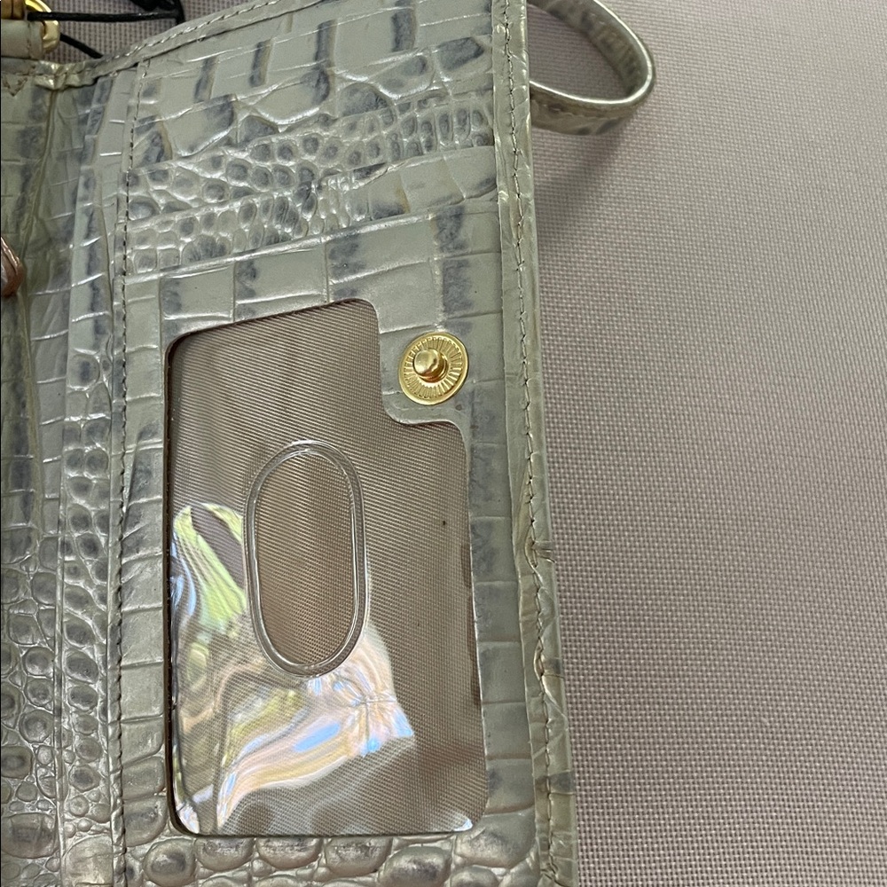 Brahmin Cream Croc-Embossed Wristlet - Picture 6 of 12